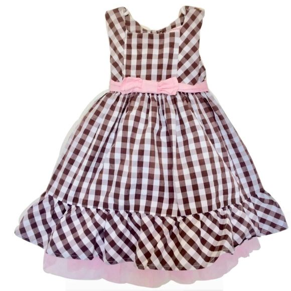 Savannah Dress Easter size 2 Toddler tulle Spring Plaid  Girls Bowed Pink Plaid - Picture 1 of 12